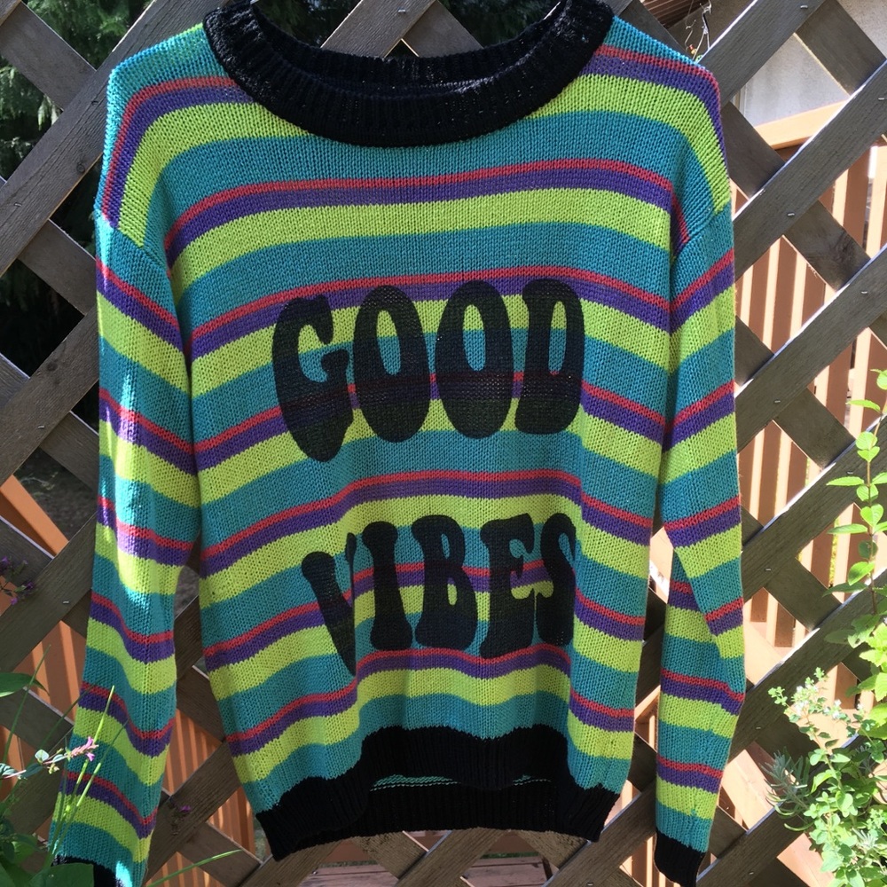 MinkPink Striped “Good Vibes” Sweater